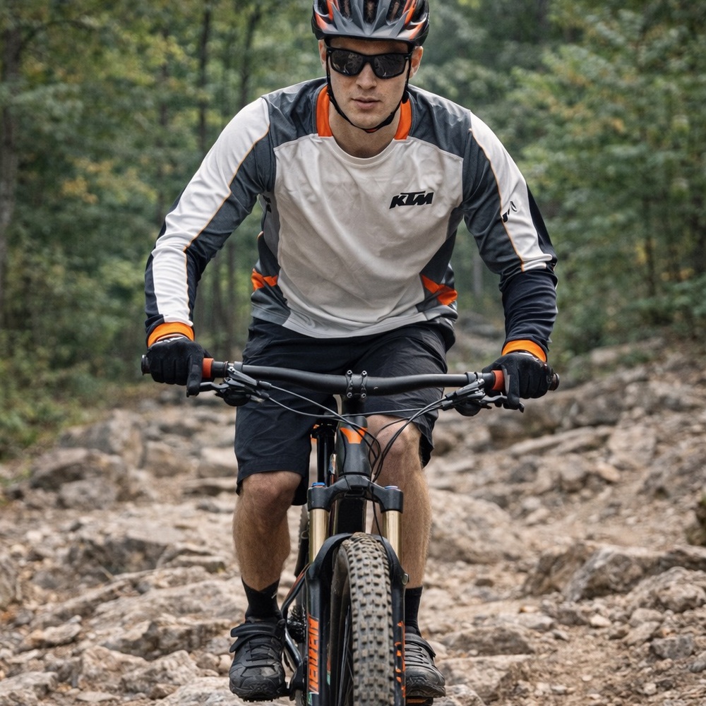 KTM boys long Sleeve Shirt - White, Gray, and Orange